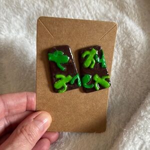 Handcrafted Cactus Themed Green and Brown Earrings